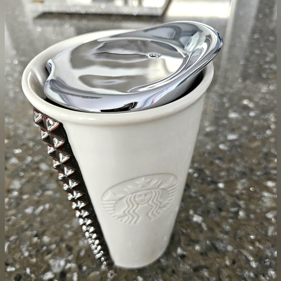 Starbucks 2014 Studded white and chrome tumbler - Picture 2 of 4